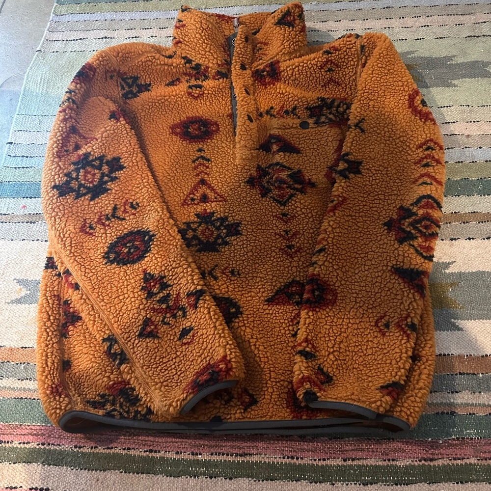 True Grit Orange Fleece with Tribal Design